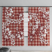 Hibiscus Pakala Fantasy Red Window Curtain Tropical Floral Stylized LT01 With Hooks Red - Polynesian Pride