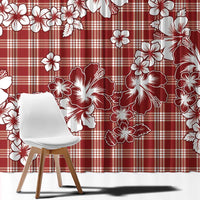Hibiscus Pakala Fantasy Red Window Curtain Tropical Floral Stylized LT01 - Polynesian Pride