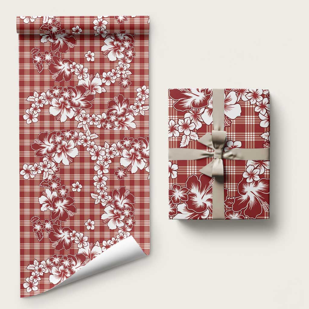 Hibiscus Pakala Fantasy Red Wrapping Paper Tropical Floral Stylized LT01 58" × 23" Red - Polynesian Pride