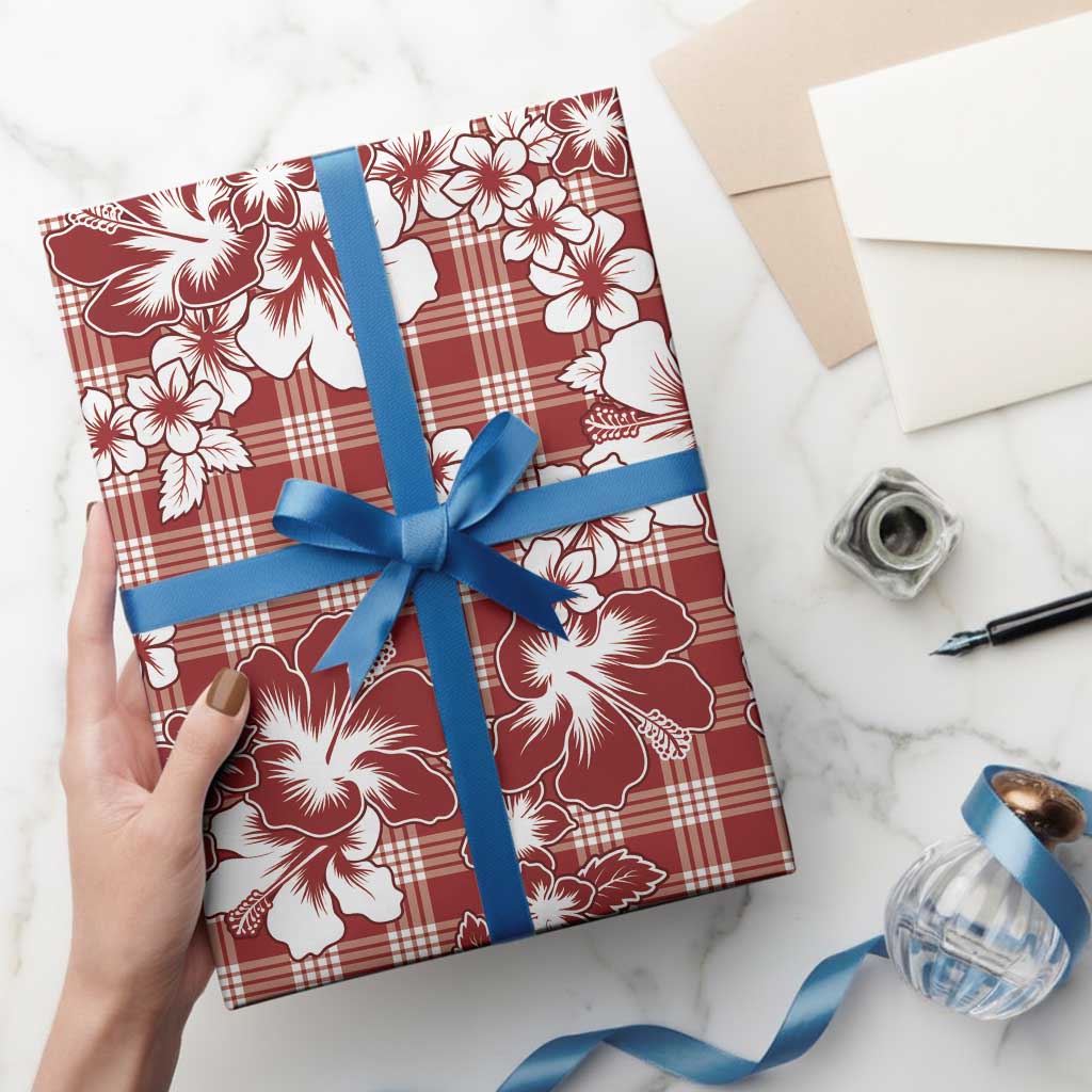 Hibiscus Pakala Fantasy Red Wrapping Paper Tropical Floral Stylized LT01 - Polynesian Pride
