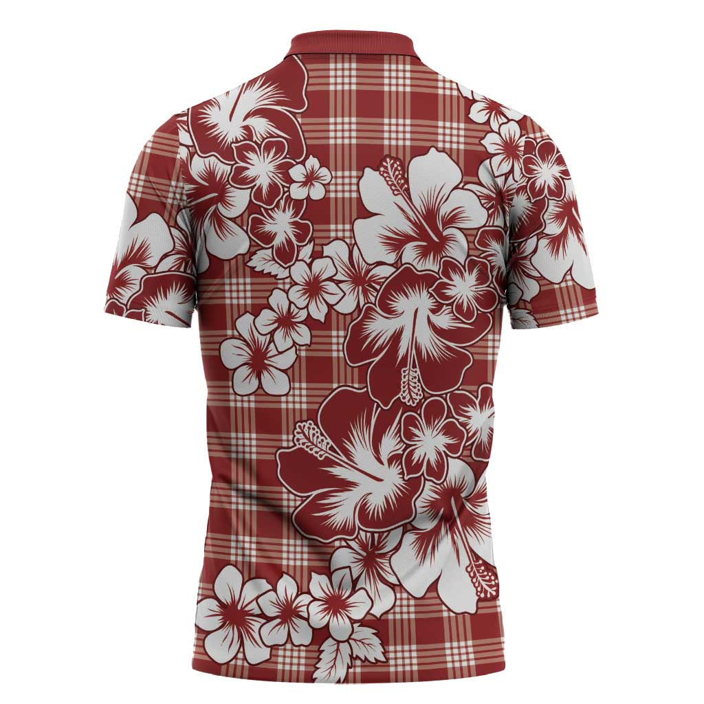 Hibiscus Pakala Fantasy Red Zipper Polo Shirt Tropical Floral Stylized LT01 - Polynesian Pride