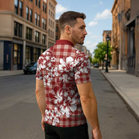 Hibiscus Pakala Fantasy Red Zipper Polo Shirt Tropical Floral Stylized LT01 - Polynesian Pride