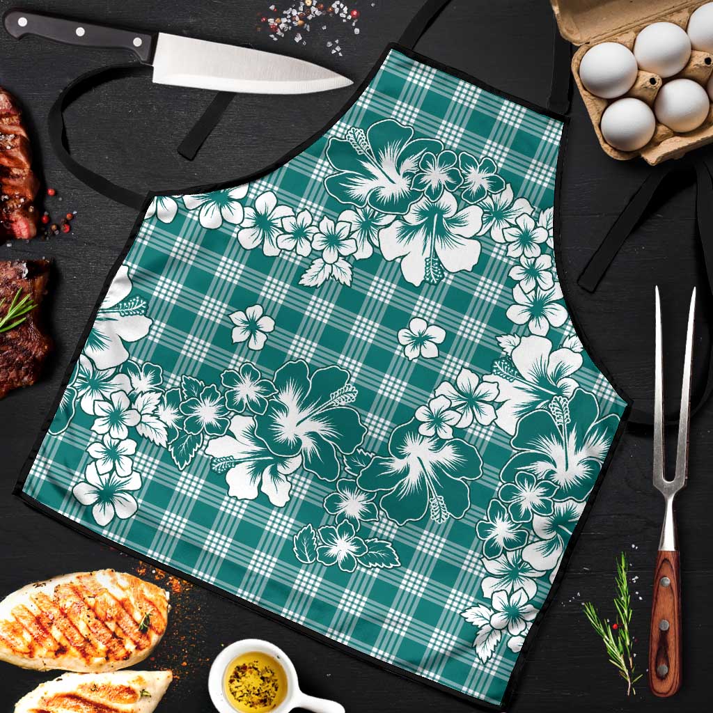 Hibiscus Pakala Aqua Teal Apron Tropical Floral Stylized LT01 Teal - Polynesian Pride