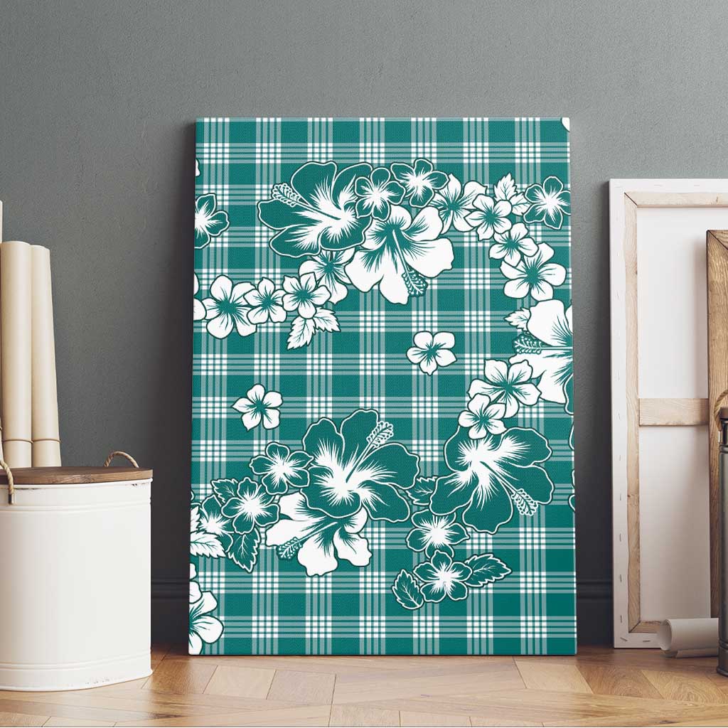 Hibiscus Pakala Aqua Teal Canvas Wall Art Tropical Floral Stylized LT01 - Polynesian Pride
