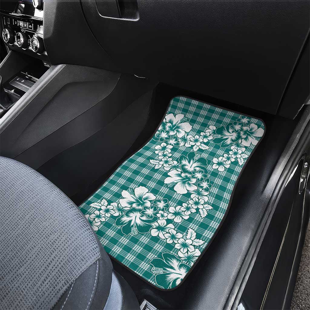 Hibiscus Pakala Aqua Teal Car Mats Tropical Floral Stylized LT01 - Polynesian Pride