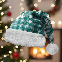 Hibiscus Pakala Aqua Teal Christmas Santa Hat Tropical Floral Stylized LT01 With Fur Teal - Polynesian Pride