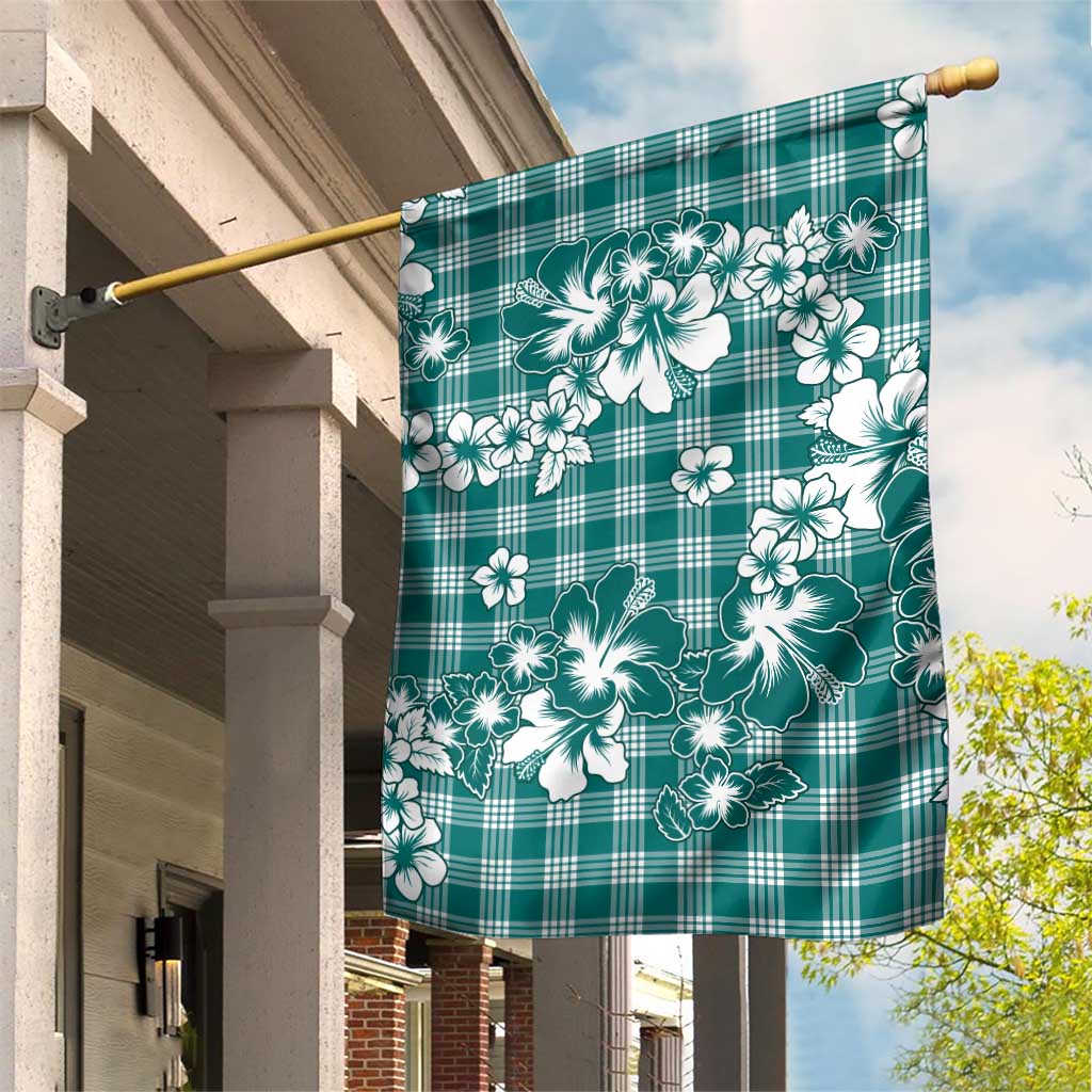 Hibiscus Pakala Aqua Teal Garden Flag Tropical Floral Stylized LT01 House Flag Teal - Polynesian Pride