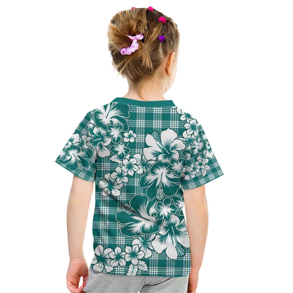 Hibiscus Pakala Aqua Teal Kid T Shirt Tropical Floral Stylized LT01 - Polynesian Pride