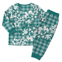 Hibiscus Pakala Aqua Teal Christmas Pajama Set Tropical Floral Stylized LT01 - Polynesian Pride