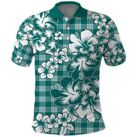 Hibiscus Pakala Aqua Teal Polo Shirt Tropical Floral Stylized LT01 Teal - Polynesian Pride