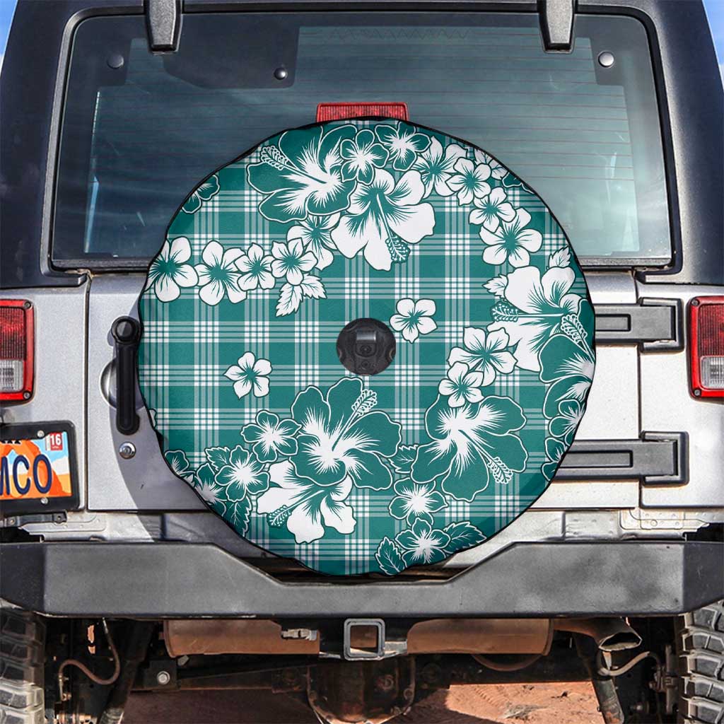 Hibiscus Pakala Aqua Teal Spare Tire Cover Tropical Floral Stylized LT01 Teal - Polynesian Pride
