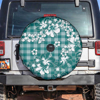 Hibiscus Pakala Aqua Teal Spare Tire Cover Tropical Floral Stylized LT01 Teal - Polynesian Pride