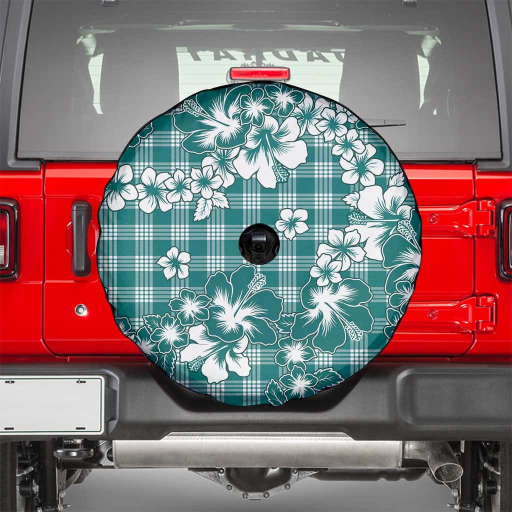 Hibiscus Pakala Aqua Teal Spare Tire Cover Tropical Floral Stylized LT01 - Polynesian Pride