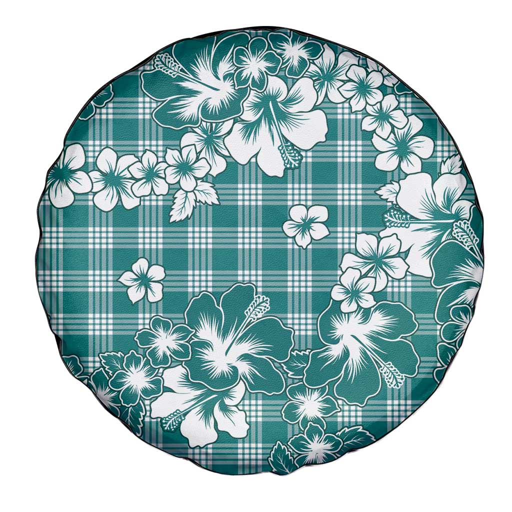 Hibiscus Pakala Aqua Teal Spare Tire Cover Tropical Floral Stylized LT01 - Polynesian Pride