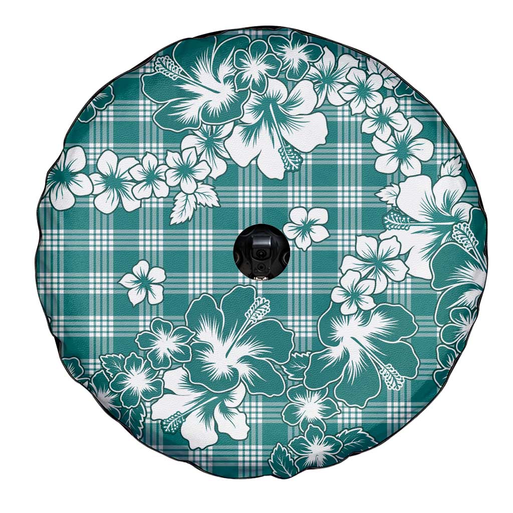 Hibiscus Pakala Aqua Teal Spare Tire Cover Tropical Floral Stylized LT01 - Polynesian Pride