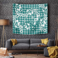 Hibiscus Pakala Aqua Teal Tapestry Tropical Floral Stylized LT01 Teal - Polynesian Pride