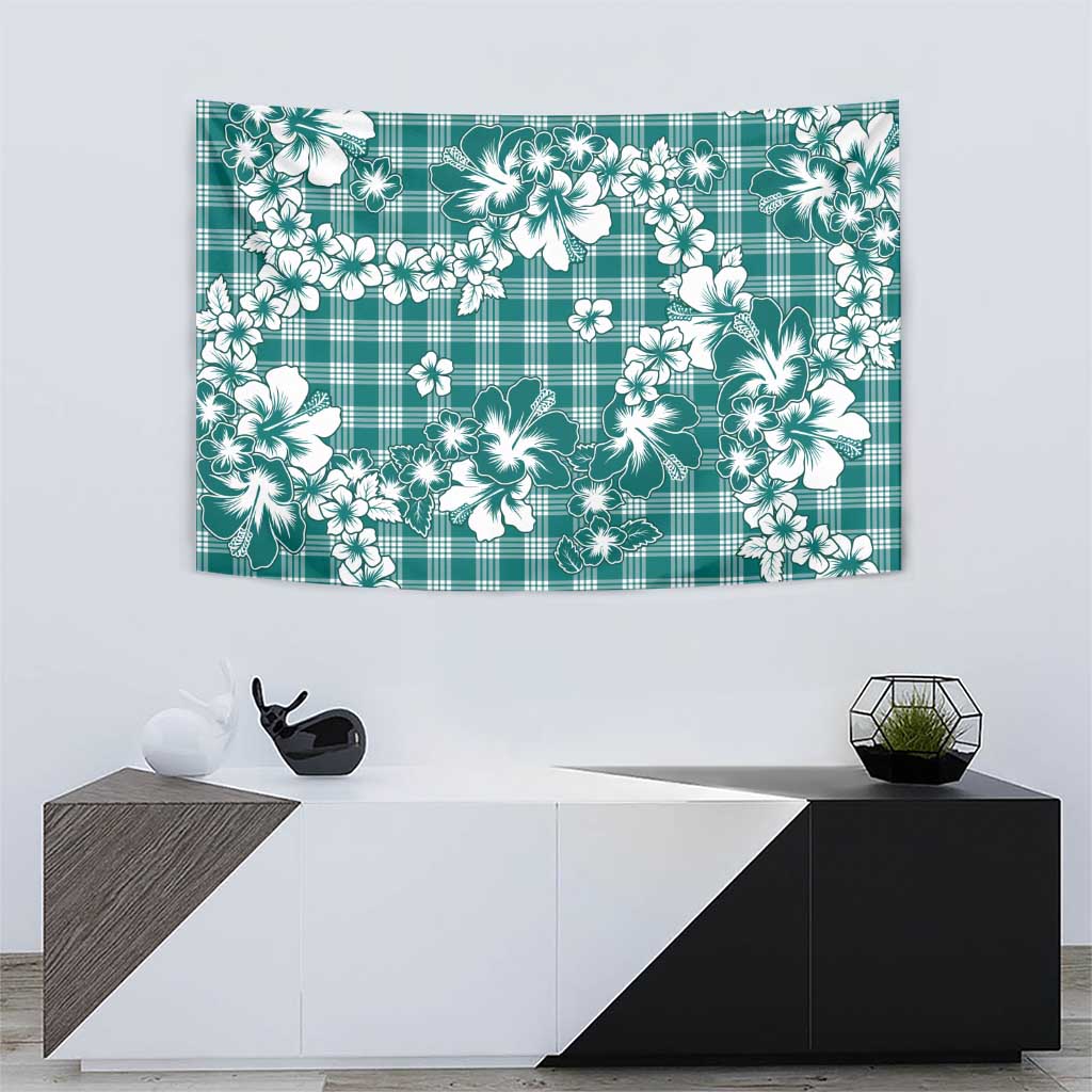 Hibiscus Pakala Aqua Teal Tapestry Tropical Floral Stylized LT01 - Polynesian Pride