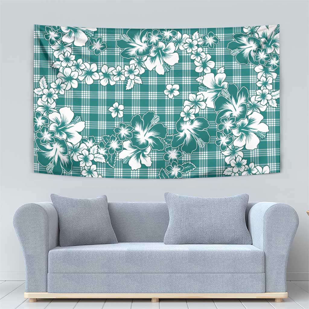 Hibiscus Pakala Aqua Teal Tapestry Tropical Floral Stylized LT01 - Polynesian Pride