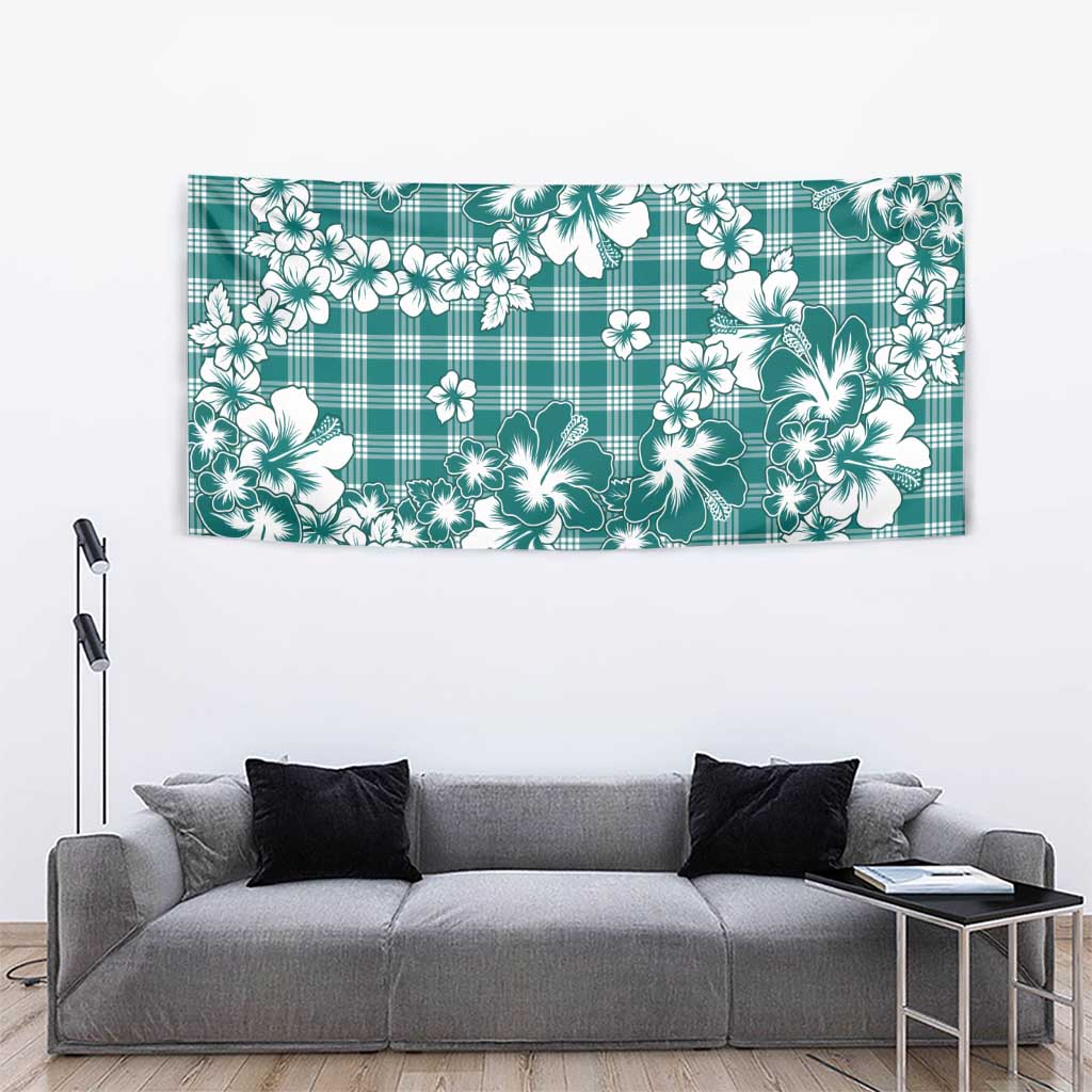 Hibiscus Pakala Aqua Teal Tapestry Tropical Floral Stylized LT01 - Polynesian Pride