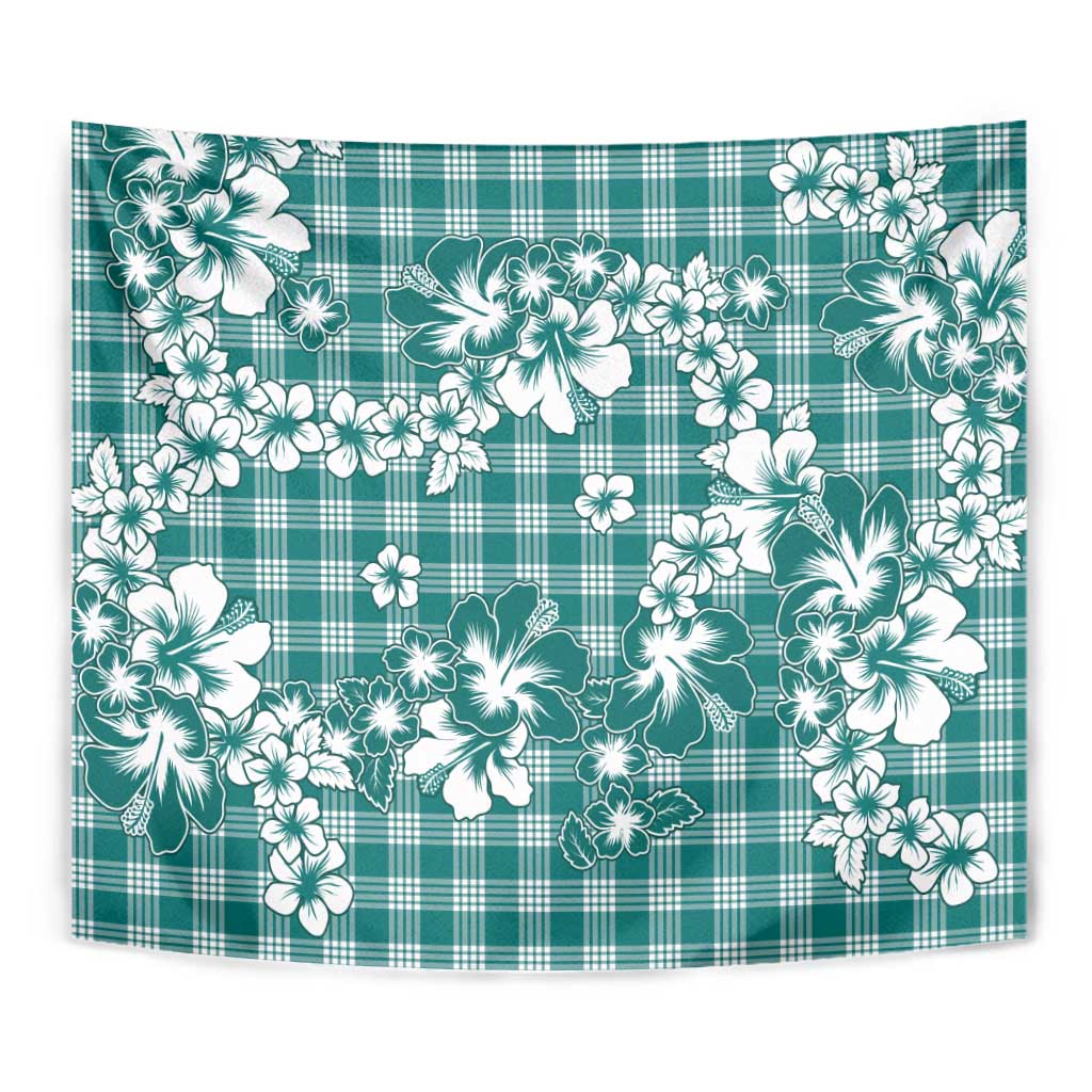 Hibiscus Pakala Aqua Teal Tapestry Tropical Floral Stylized LT01 - Polynesian Pride