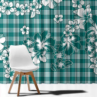 Hibiscus Pakala Aqua Teal Window Curtain Tropical Floral Stylized LT01 - Polynesian Pride