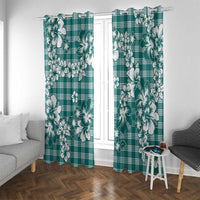 Hibiscus Pakala Aqua Teal Window Curtain Tropical Floral Stylized LT01 With Grommets Teal - Polynesian Pride