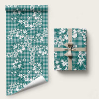 Hibiscus Pakala Aqua Teal Wrapping Paper Tropical Floral Stylized LT01 58" × 23" Teal - Polynesian Pride
