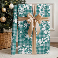 Hibiscus Pakala Aqua Teal Wrapping Paper Tropical Floral Stylized LT01 - Polynesian Pride