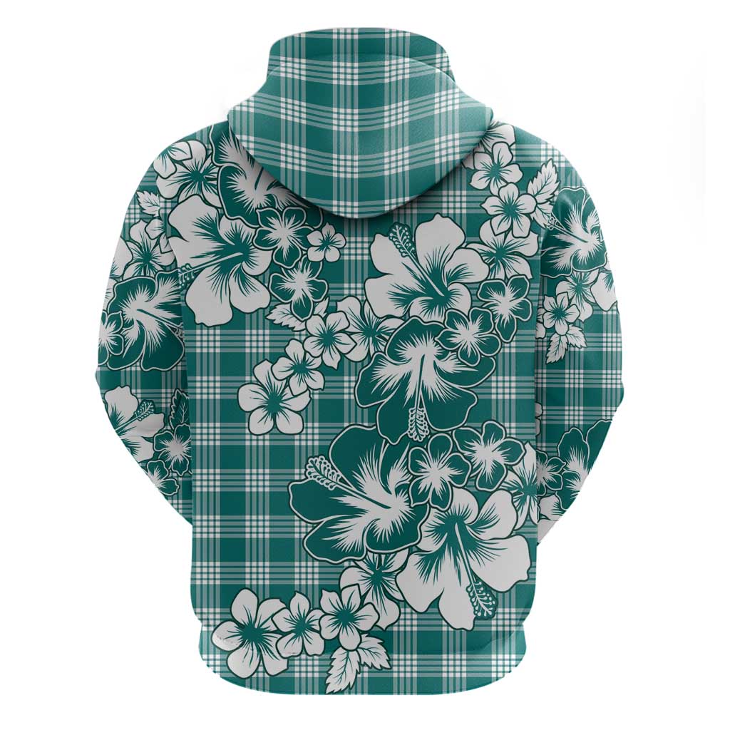 Hibiscus Pakala Aqua Teal Zip Hoodie Tropical Floral Stylized LT01 - Polynesian Pride