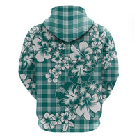 Hibiscus Pakala Aqua Teal Zip Hoodie Tropical Floral Stylized LT01 - Polynesian Pride
