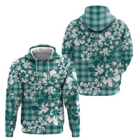 Hibiscus Pakala Aqua Teal Zip Hoodie Tropical Floral Stylized LT01 - Polynesian Pride