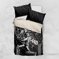 New Zealand Cricket Bedding Set Maori Kiwi Black Fern LT01 US Twin 172cm x 218cm Black - Polynesian Pride