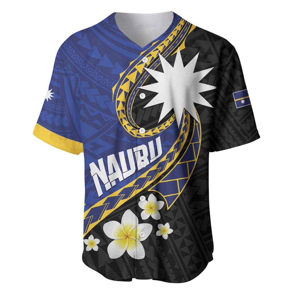 Personalised Nauru Baseball Jersey Naoero Proud Plumeria LT01 Blue - Polynesian Pride