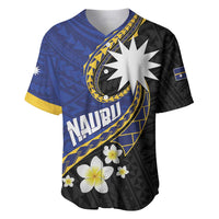 Personalised Nauru Baseball Jersey Naoero Proud Plumeria LT01 Blue - Polynesian Pride