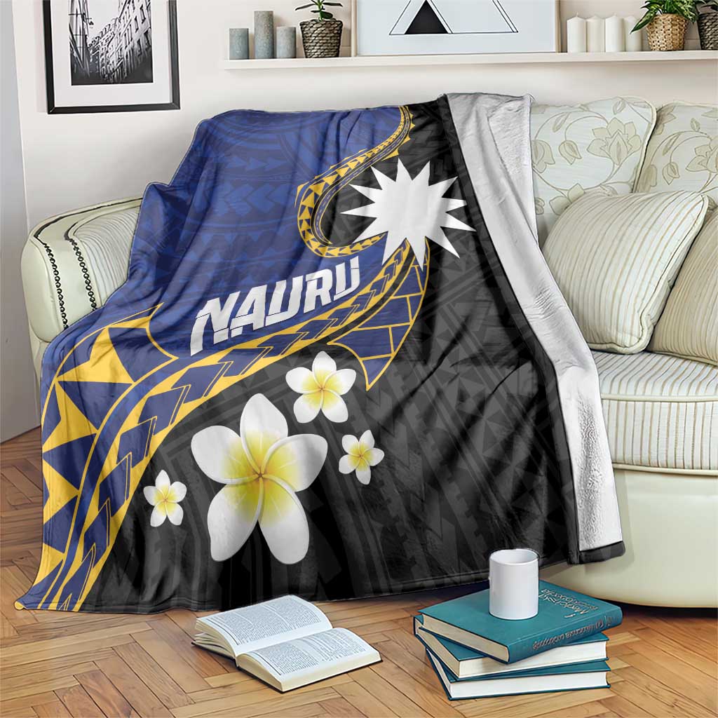 Nauru Blanket Naoero Proud Plumeria LT01 Blue - Polynesian Pride