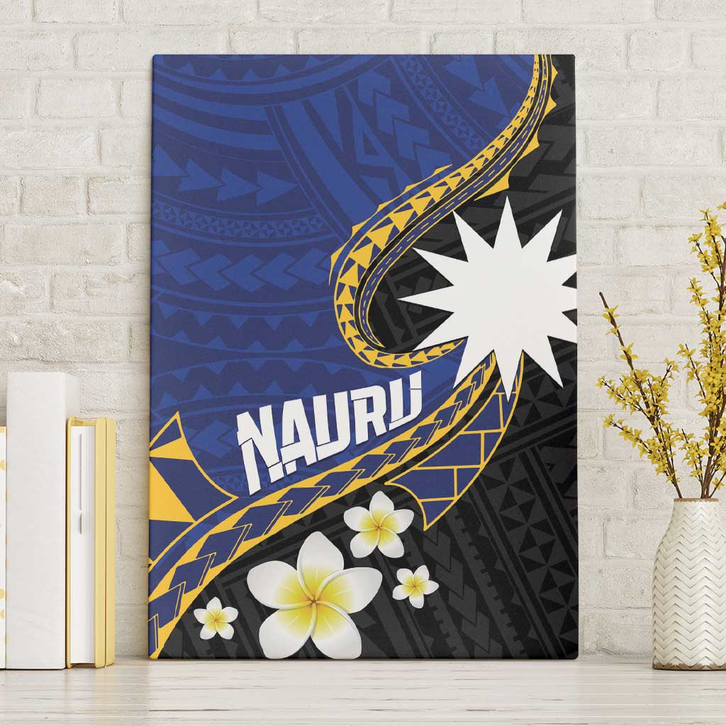 Nauru Canvas Wall Art Naoero Proud Plumeria LT01 Without Frame Blue - Polynesian Pride