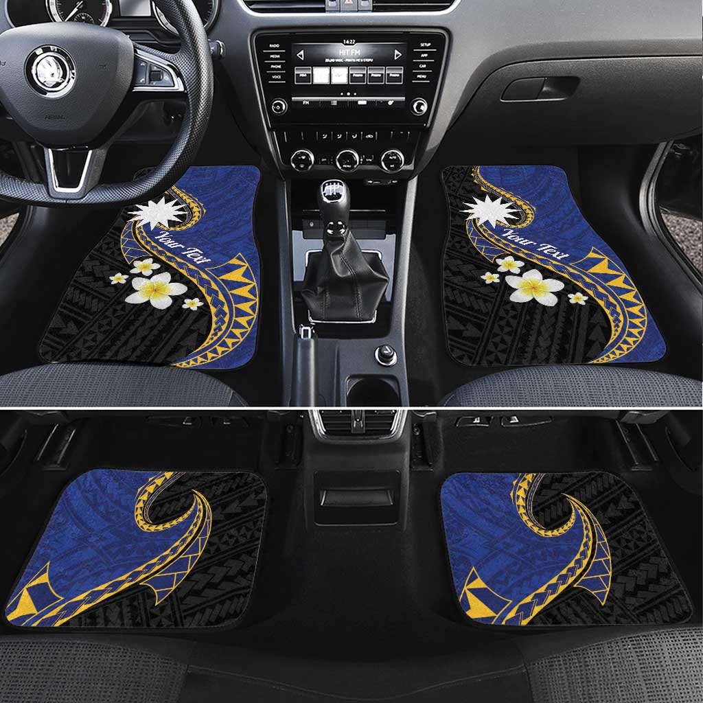 Nauru Car Mats Naoero Proud Plumeria LT01 Set 4pcs Blue - Polynesian Pride