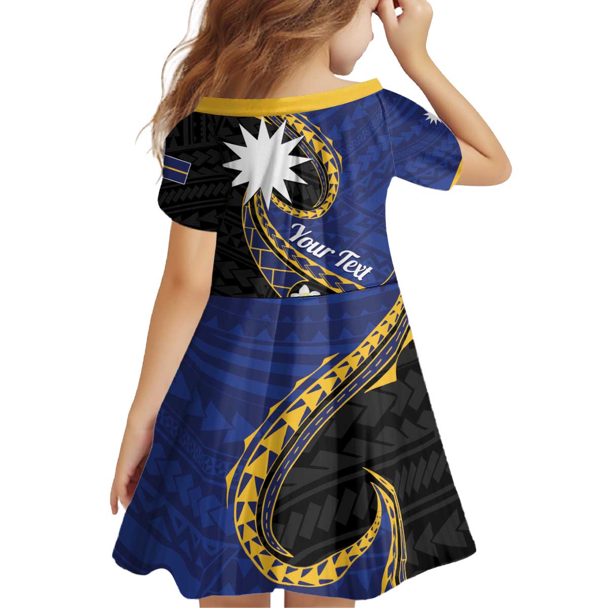 Personalised Nauru Kid Short Sleeve Dress Naoero Proud Plumeria LT01 - Polynesian Pride