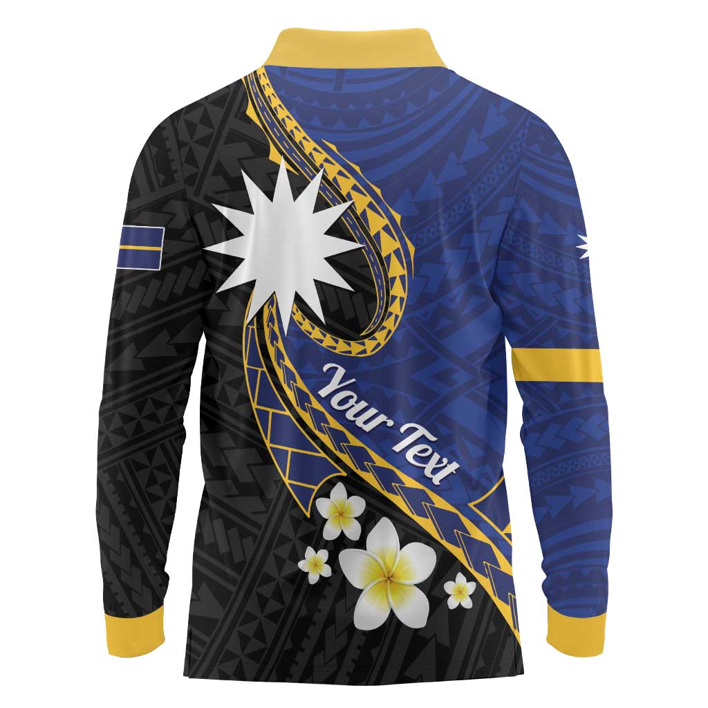 Personalised Nauru Long Sleeve Polo Shirt Naoero Proud Plumeria LT01 - Polynesian Pride
