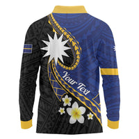 Personalised Nauru Long Sleeve Polo Shirt Naoero Proud Plumeria LT01 - Polynesian Pride