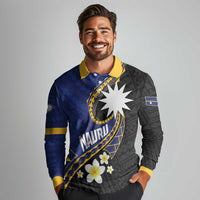 Personalised Nauru Long Sleeve Polo Shirt Naoero Proud Plumeria LT01 - Polynesian Pride