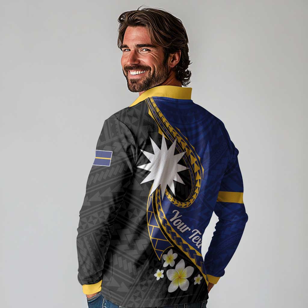 Personalised Nauru Long Sleeve Polo Shirt Naoero Proud Plumeria LT01 - Polynesian Pride