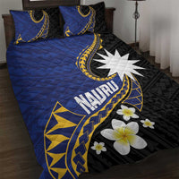 Nauru Quilt Bed Set Naoero Proud Plumeria LT01 Blue - Polynesian Pride