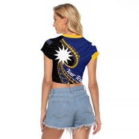 Personalised Nauru Raglan Cropped T Shirt Naoero Proud Plumeria LT01 - Polynesian Pride