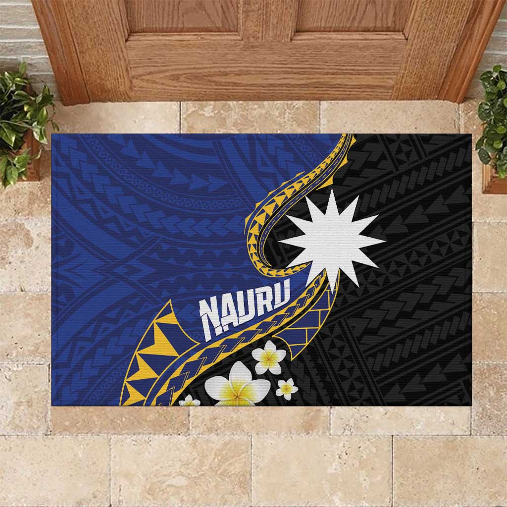 Nauru Rubber Doormat Naoero Proud Plumeria LT01 Blue - Polynesian Pride