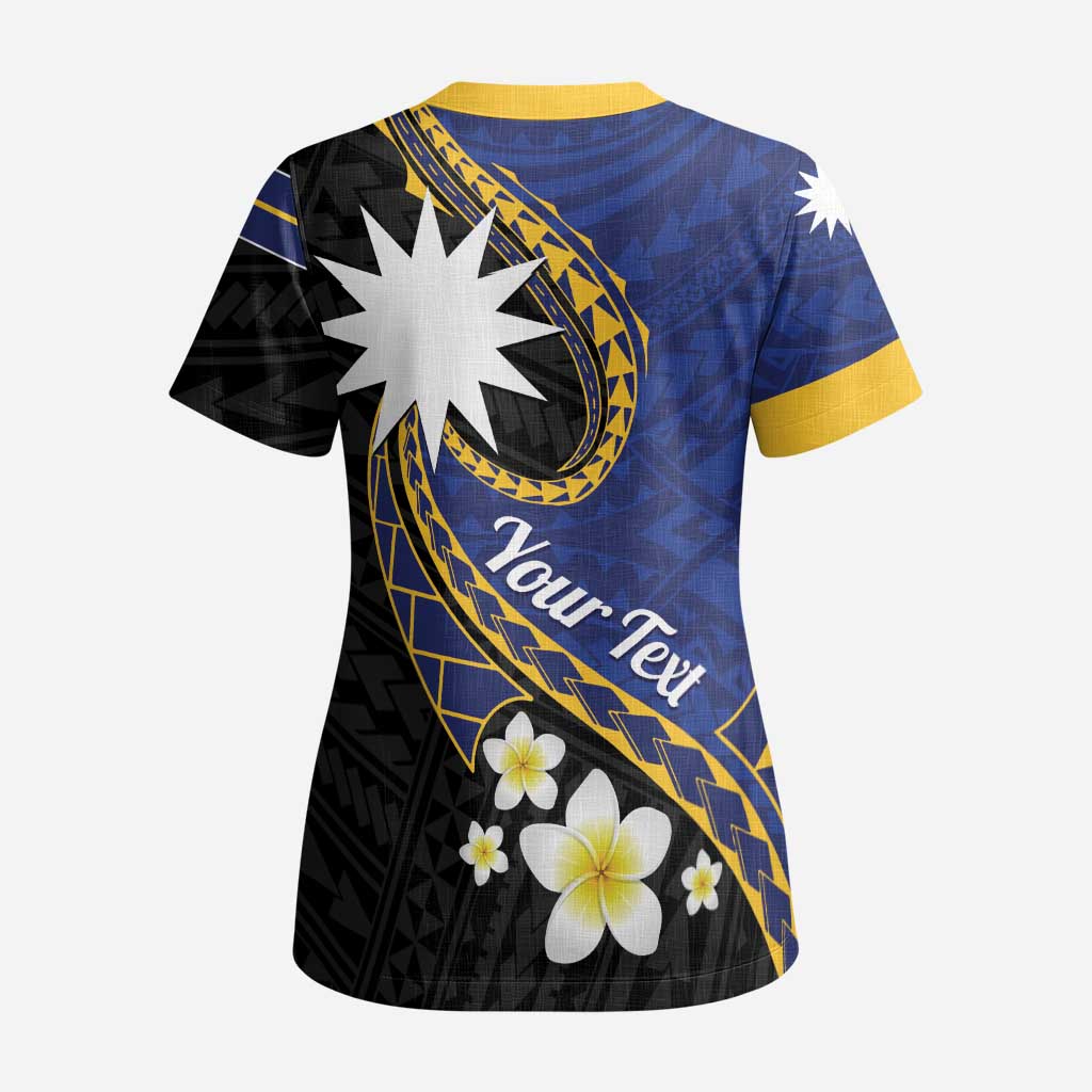 Personalised Nauru Scrub Top Naoero Proud Plumeria LT01 - Polynesian Pride