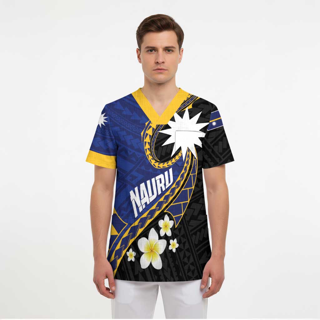 Personalised Nauru Scrub Top Naoero Proud Plumeria LT01 - Polynesian Pride