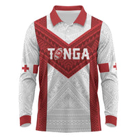 Tonga Rugby Custom Long Sleeve Polo Shirt Tonga Sea Eagles Go Champions LT01 Red - Polynesian Pride