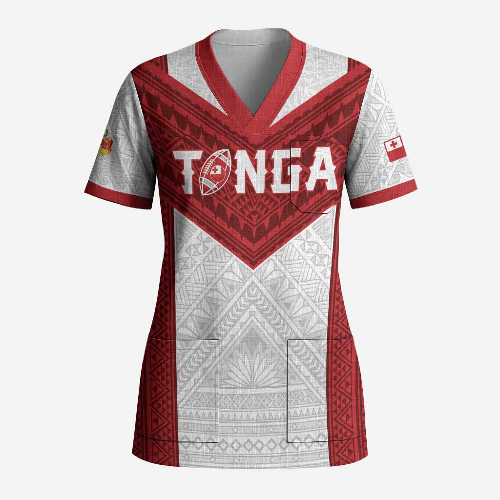 Tonga Rugby Custom Scrub Top Tonga Sea Eagles Go Champions LT01 Adult Red - Polynesian Pride