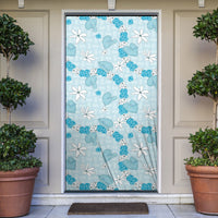 Hawaii Anthurium Tiare Pikake Lei Door Cover UliUli Lauhala Art Pattern LT01 Blue - Polynesian Pride